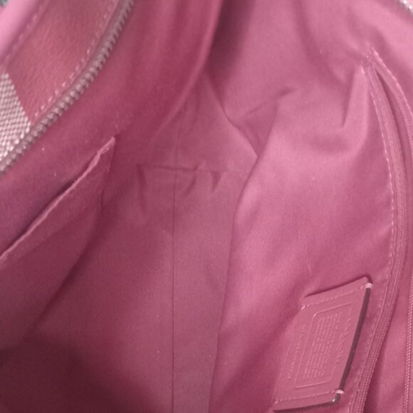 Coach City Red Buffalo Plaid Print PVC & Leather Zip Top Tote - Picture 6 of 15